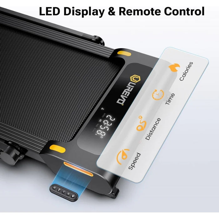 UREVO 2 in 1 Folding Treadmill, Under Desk Treadmill for Home/Office, 2.5HP Treadmills with Remote Control, LED Display, 265lbs
