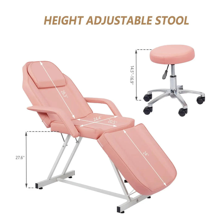 Adjustable Massage Table Tattoo Lash Pedicure Facial Massage Bed Salon w Stool