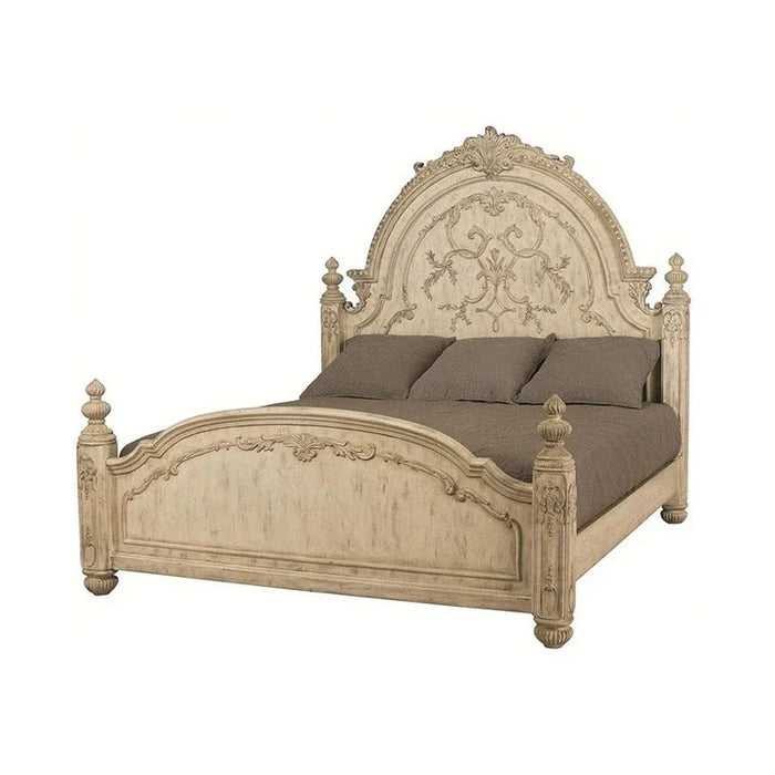 American luxury solid wood carved bed French antique old bedroom double bed
