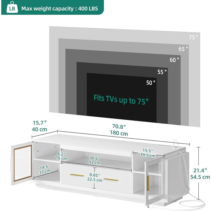 YITAHOME TV Stand for TVs up to 75" w/LED Power Outlets, Modern Entertainment Center Media Console Table