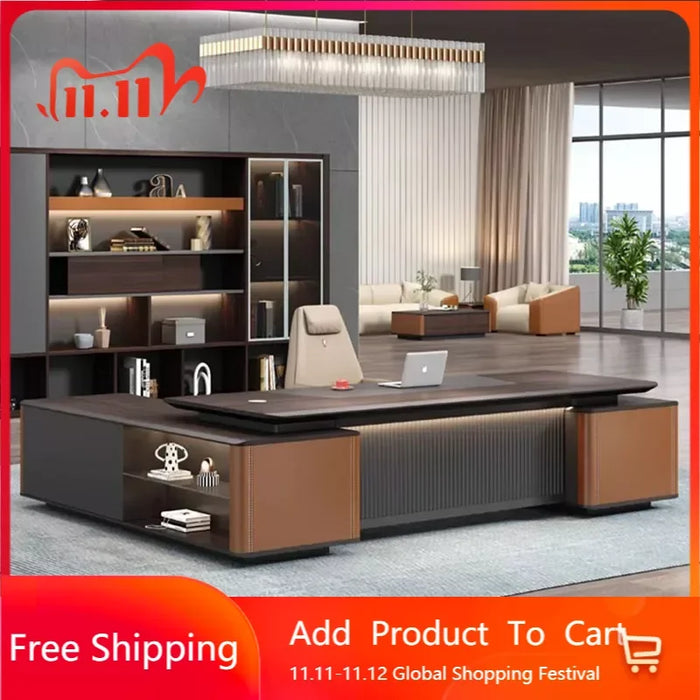 L Shaped Office Desk Computer Organizer Table Modern Executive Storage Drawers Desk Table Wooden Bureau Meuble Desk Supplies