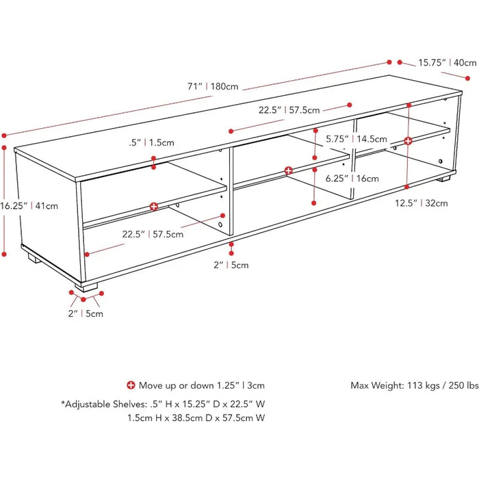 CorLiving Modern Brown Wood Grain TV Stand for TVs Up To 85",  Tv Stand Living Room Furniture Cabinet