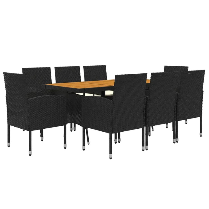 9 Piece Patio Dining Set Poly Rattan Black A Outdoor Table and Chair Sets Outdoor Furniture Sets