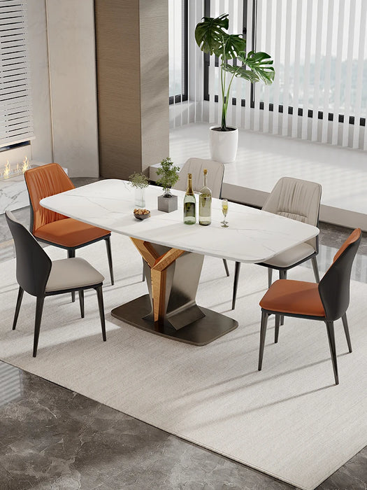 Italian luxury natural super crystal table chair combination marble rectangular table simple modern