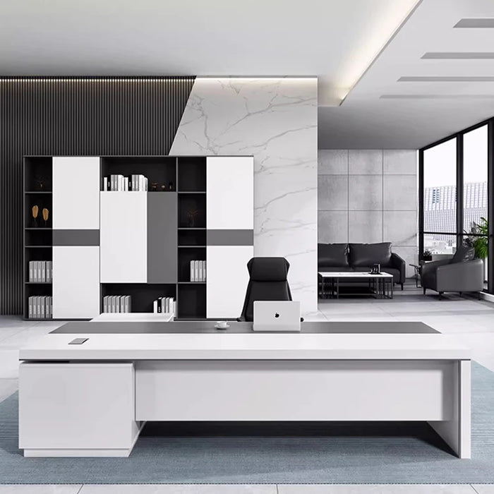 White Set Reception Office Desk Bookshelf Storage Conference European Desk Executive Secretary Mesa Escritorio Modern Furniture