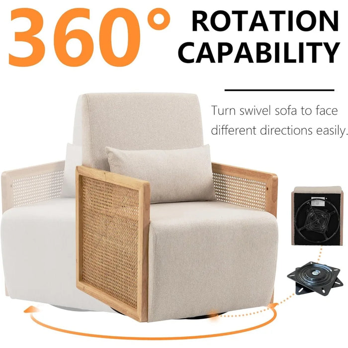 Modern Upholstered Accent Chair Furniture Linen Sofa Chair for Living Room Home Office or Lounge Bedroom Beige Freight Free