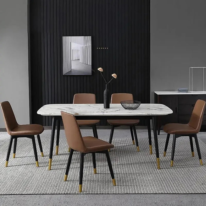 Modern Rock Plate Dining Table French Simple White Vintage Rectangular Office Table Apartment Mesas De Cocina Home Furniture