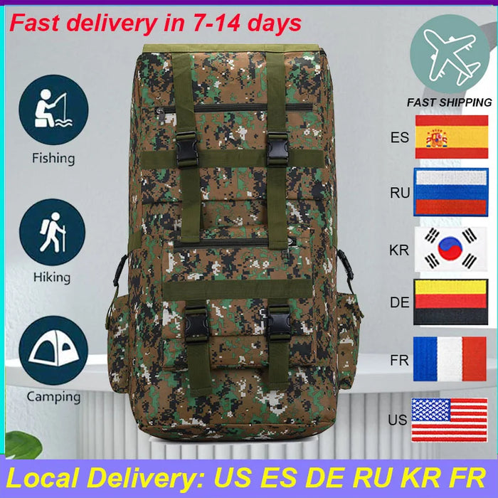 Super Camping120L Travel Backpack Men's Army Military Outdoor Tactical Rucksack Luggage Bag Sports Mountaineering Hiking Bags