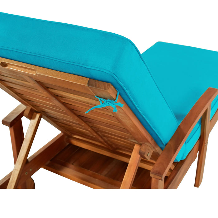 2&1pcs Solid Wood 78.8" Chaise Lounge Patio Reclining Daybed with Cushion Wheels Sliding Cup Table for Backyard Garden Poolside