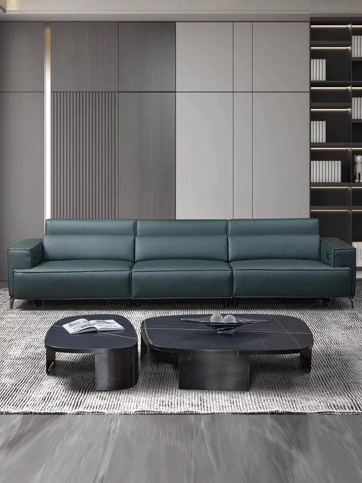 Minimalist Small Apartment Living Room Simple Double Three-Person Combination Leather Sofa