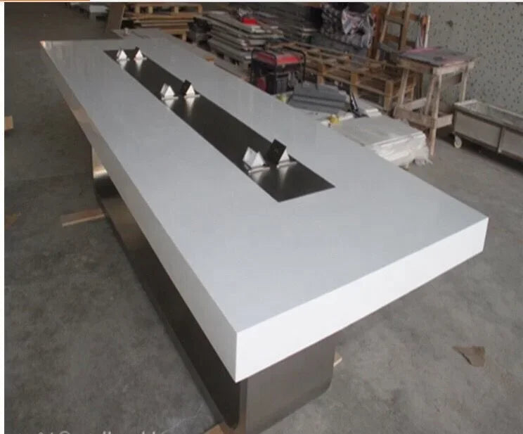 New White Lacquer Conference Table Simple Modern Large Office Table and Chair Combination Long Table Reception