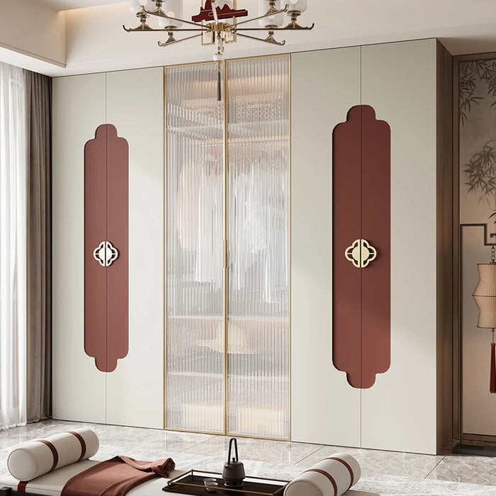 New Chinese solid wood wardrobe home bedroom flat open six closet modern whole house custom a door to the top cloakroom