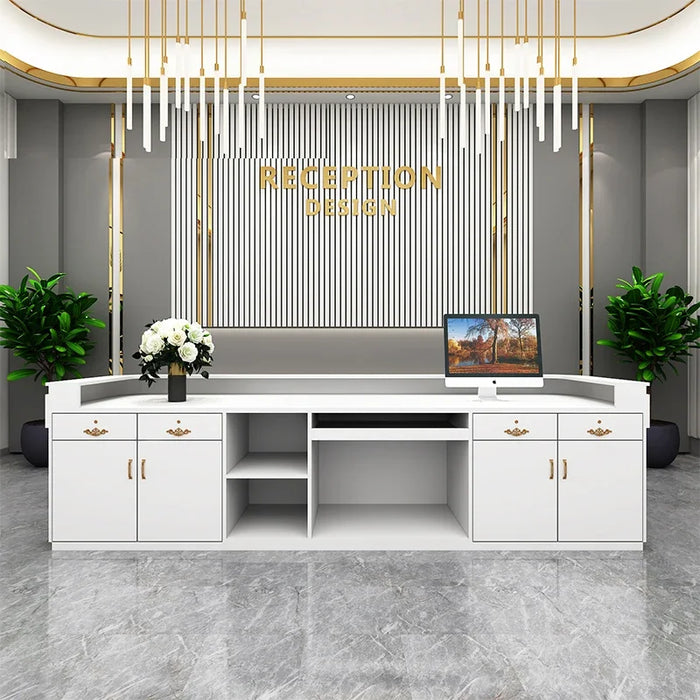 Office White Reception Desks Conference Shelf Front Commercial Display Reception Desks Hotel Meuble De Reception Furniture