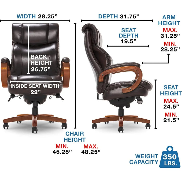 Trafford Big and Tall Executive Office Chair With AIR Technology High Back Ergonomic Lumbar Support Black Bonded Leather Gaming