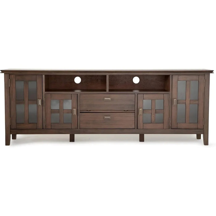 Table for Tv Tables Artisan SOLID WOOD 72 Inch Wide Transitional TV Media Stand in Natural Aged Brown for TVs Up to 80 Inch Ps5