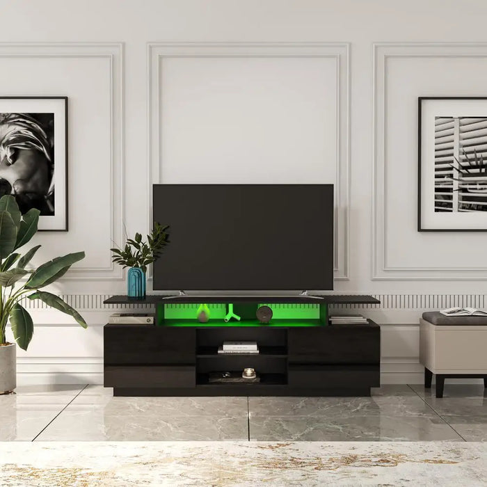 LED Lights TV Stand for 65 inch TV Entertainment Center Cabinet for Living Room