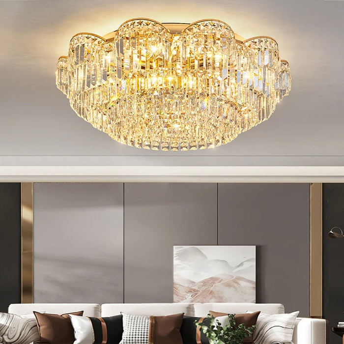 New Gold Luxury 2023 LED Ceiling Chandeliers for Living Room Modern Crystal Hanging Lamp for Ceiling Home Decor Lustre Lighting