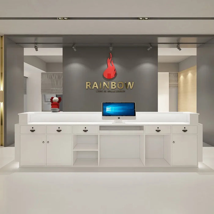 Commercial Front Reception Desk White Hotel Beauty Conference Salon Luxury Reception Desk Information Mostrador Home Furniture