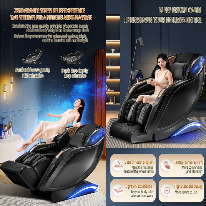 3 Year Warranty UKLife 3D Zero Gravity Airbag Full Body Massager Chairs Home 4D Heat AI voice Office Chair Massage Sofa Recliner