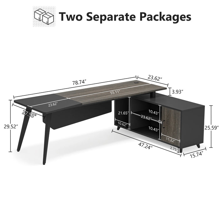 Tribesigns L-Shaped Computer Desk with File Cabinet, 78.74 Inch Large Executive Office Desk Business Furniture Desk