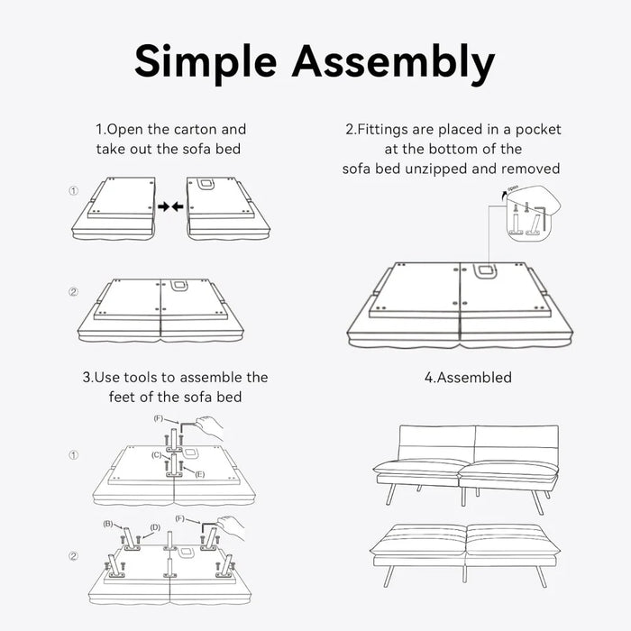 Convertible Sofa Memory Foam Futon Sofa Bed Living Room Sofas Suitable for Small Space Compact Living Space Apartment Furniture