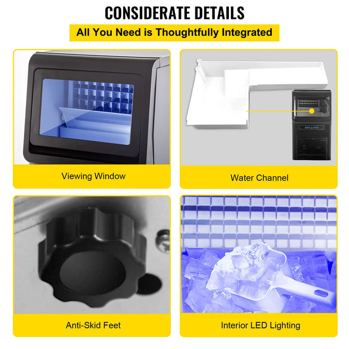 VEVOR Commercial Ice Maker 30KG/24H Countertop Automatic Built-in Cube Ice Generator 350W Electric Cooler Machine Home Appliance