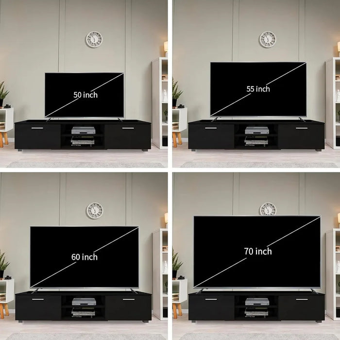 Mueble Tv Unit for Living Room Modern 55 60 65 70 Inch TV Stand Entertainment Center With Storage Coffee Table Black Furniture