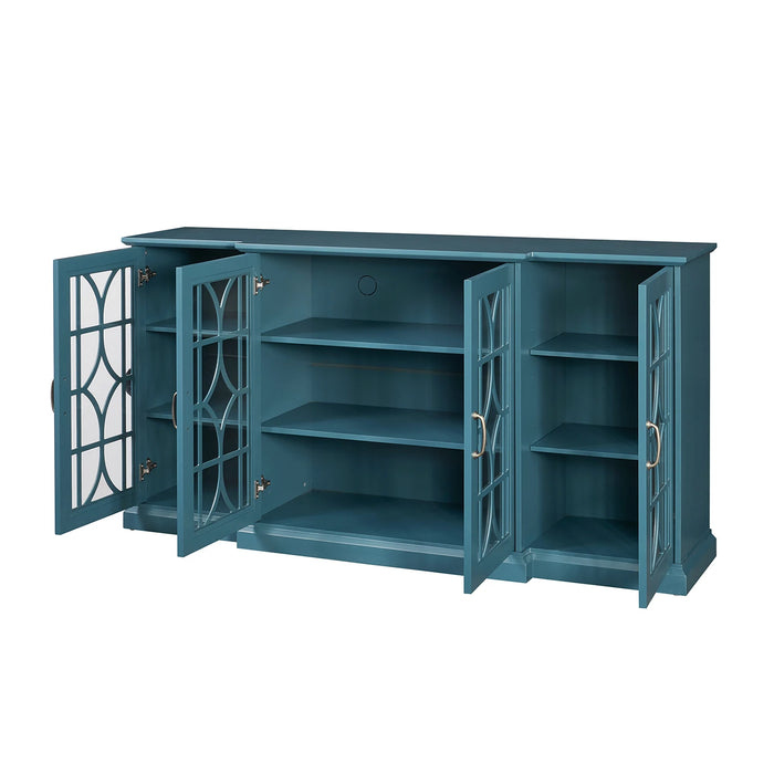 TV Stand, Storage Cabinet, Teal Blue