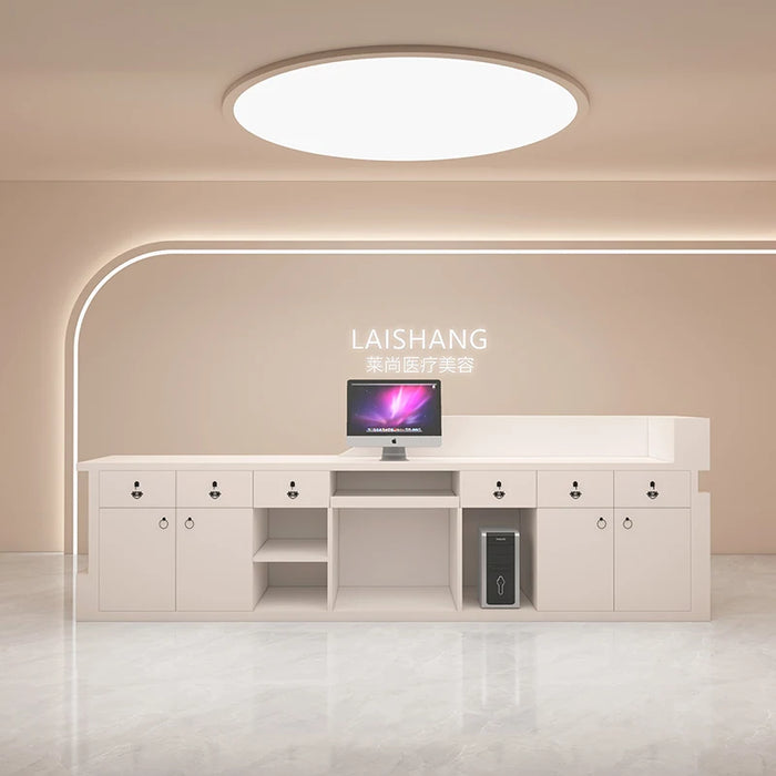 White Modern Cash Counter Desk Reception Store Luxury Office Desk Restaurant Counter Cafe Empfangstheke Bar Furniture Counter