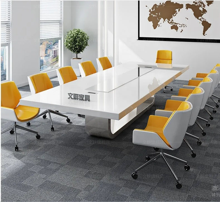 Luxury High Quality Acrylic solid surface Top 10 Person White Conference Room Furniture Meeting quartz top desk Table