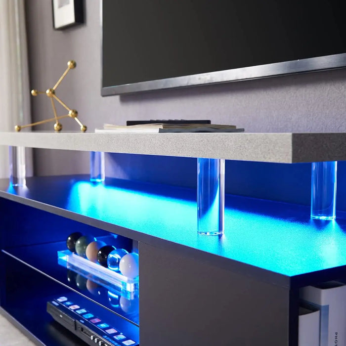 TV Stand for 70 Inch TV LED Gaming Entertainment Center Media Storage Console Table with Large Sliding Drawer & Side Cabinet