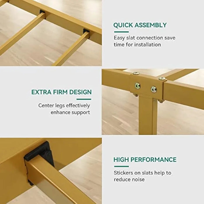 Queen Size Bed Frame, Velvet Bed Frame with Upholstered Headboard, Strong Metal Slats Support Platform Bed, No Box Spring Needed