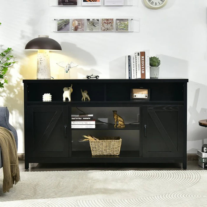 59 Inch TV Stand Media Center Console Cabinet with Barn Door for TV's 65 Inch Storage Table for Living Room Bedroom
