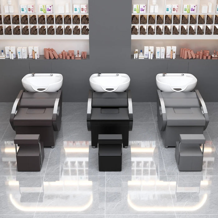 High End Recliner Shampoo Chairs Dedicated Hairdressing Hair Salon Barber Shop Shampoo Chairs Cadeira Salon Furniture QF50SC