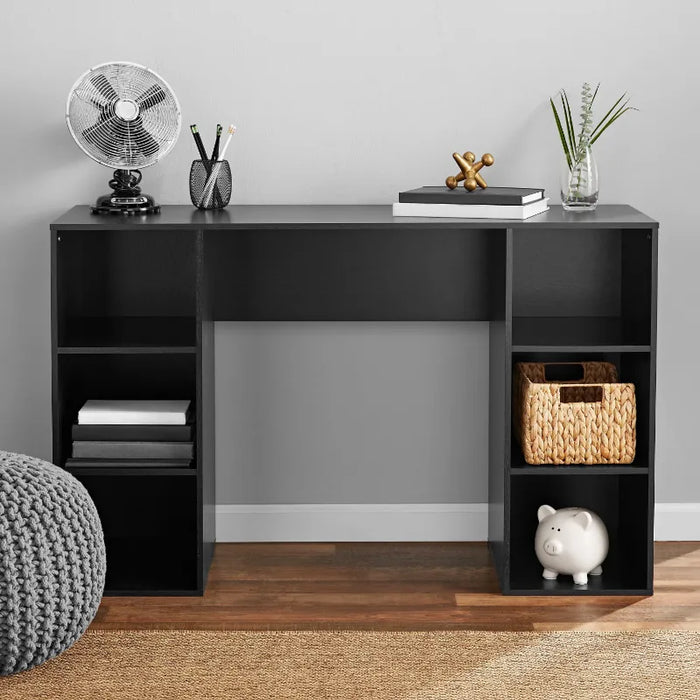 Mainstays 6-Cube Storage Computer Desk, True Black Oak computer desk  office desk