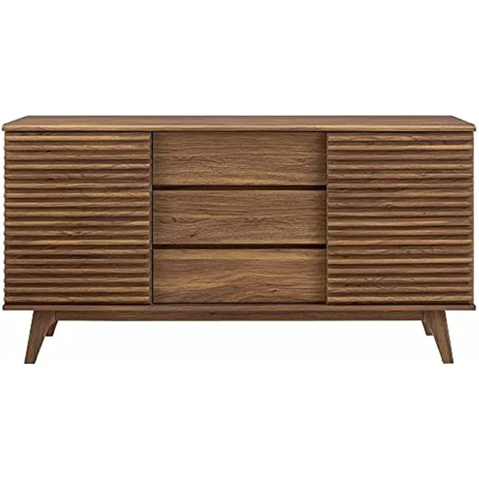 Modway Render 63" Mid-Century Modern Sideboard Buffet Table or TV Stand in Walnut