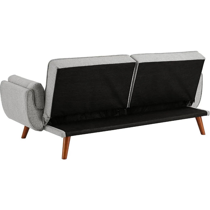 Sofa, modern convertible plush linen soft cushion futon sofa day bed with 2 pillows, living room sofa