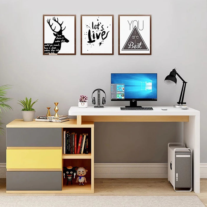 Nordic Minimalist Office Desk Long Work Computer Drawers Ideas Design Bedroom Desk Tables Set Scrivania Per Pc House Furniture
