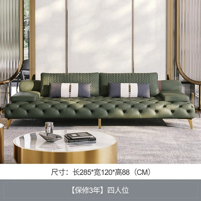 Italian light luxury leather sofa, American European living room inline pull buckle designer furniture combination set