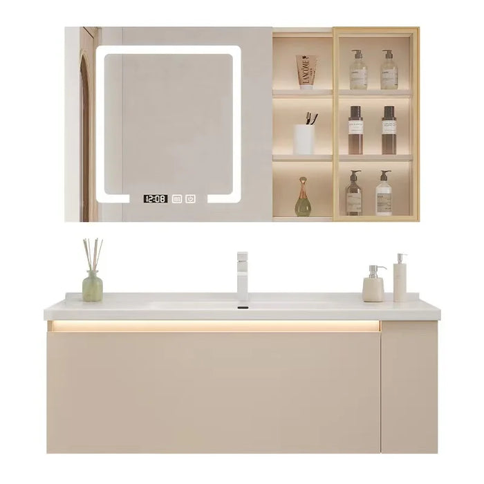 Solid Wood Cabinets Modern Smart Mirror Integrated Bwashbasin Bathroom Vanity Cabinet With Sink Home Furniture