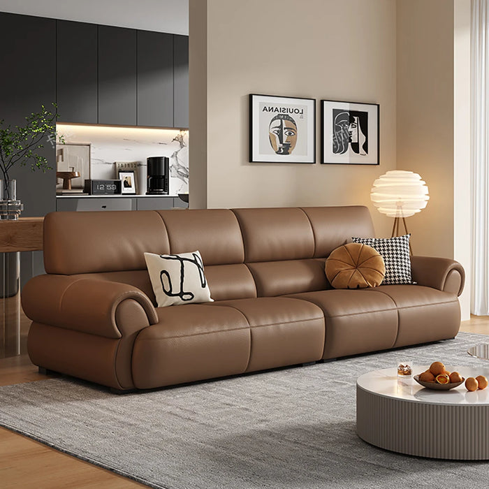 Modern simple living room furniture straight row leather sofa