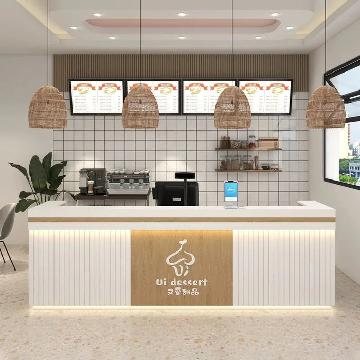 Executive Reception Desk Podiums Rostrum Cashiers Service Desk Computer Coffee Siting Bar Schreibtisch Massivholz Wood Furniture