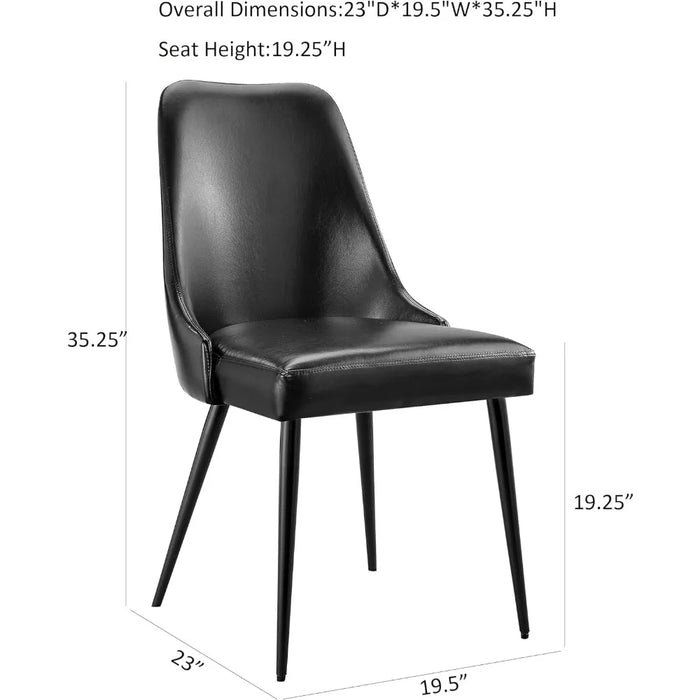 Kitchen Chair Modern Upholstered Dining Chairs, Desk Chair Side Chair with Metal Legs, Black, Pack of 2