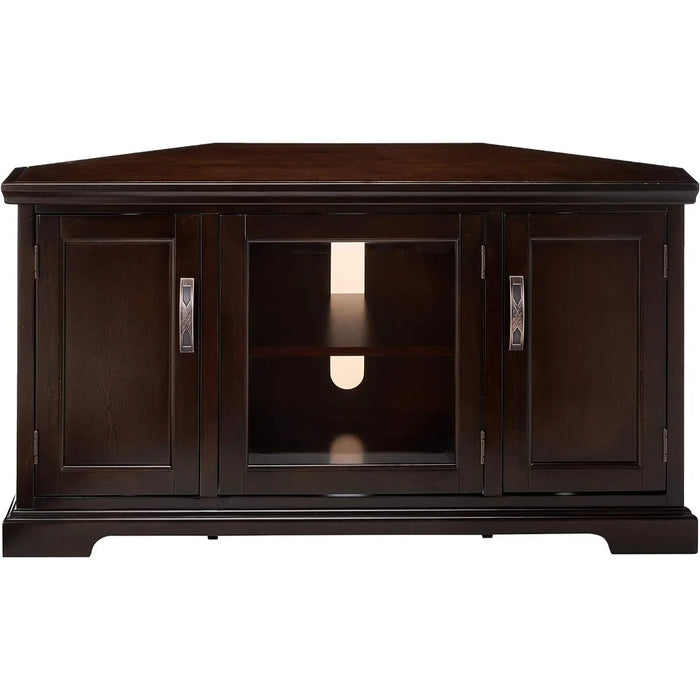 Leick Home SINCE 1916 Riley Holliday Corner TV Stand with Storage, 46-Inch, Chocolate