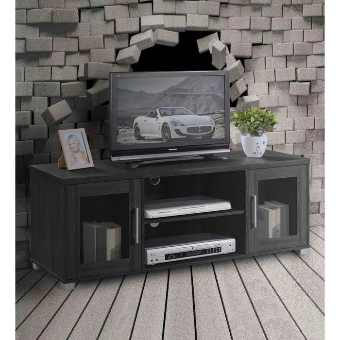 TV cabinet Open Storage 3-in-1 Panel TVs Stand for up to 65"Charcoal home furniture stand modern TVes stand Shelves,Black