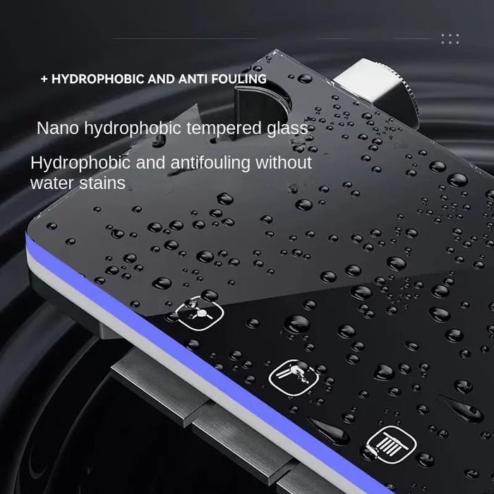 Ambient Light LED Digital Display Full Set Of Shower Brass Piano Keys Hot And Cold Thermostat System Bathroom Bathtub Shower Set