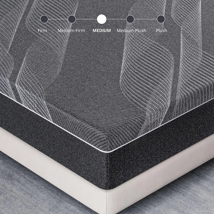Bamboo-Charcoal Queen Memory Foam Mattress 12 Inch, Liquid Gel Mattress for Cool Sleep and Relieve Pressure,