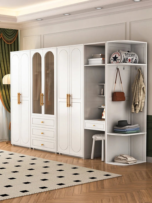 Solid wood wardrobe, household bedroom, hanging wardrobe, storage, large wardrobe combination