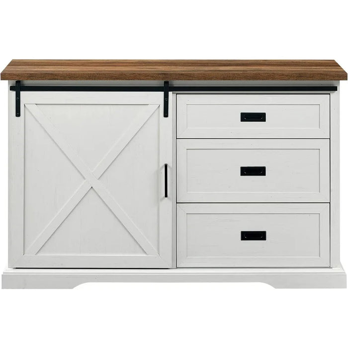 Modern Farmhouse Wood Sliding XBarn Door Buffet Sideboard Living Room Entryway Serving Storage Cabinet Doors-Dining Room Console