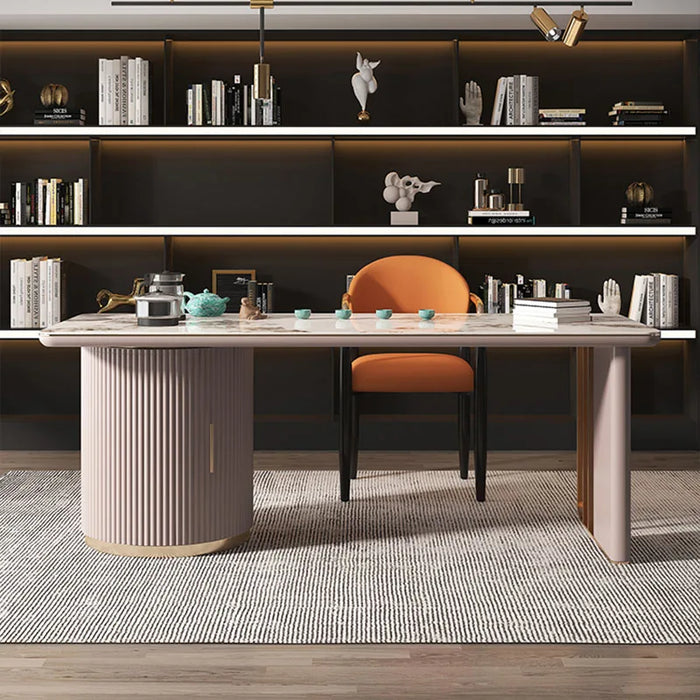 Laptop Office Desk Wooden Filing Cabinets Glass Organizer Writing Desk Reception Standing Scrivania Con Cassetti Home Furniture
